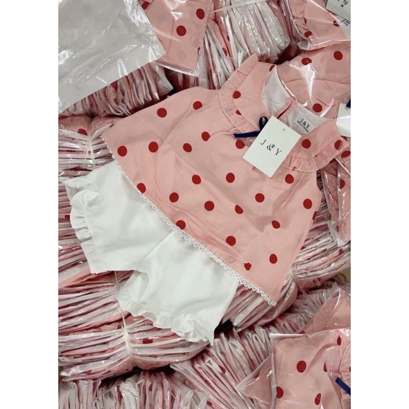 BÁN SỈ - BỘ CHẤM BI HỒNG SÁT NÁCH + QUẦN BÈO TRẮNG BÉ GÁI