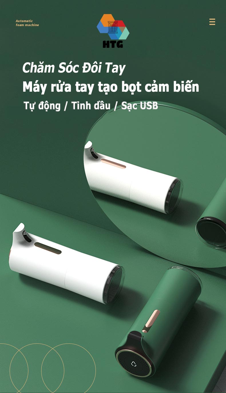 Máy rửa tay tạo bọt Shi Zhipin D23-2 cảm biến hồng ngoại, tích hợp tạo thơm tinh dầu, nước hoa, điều chỉnh được mức phun, sạc USB, hàng chính hãng