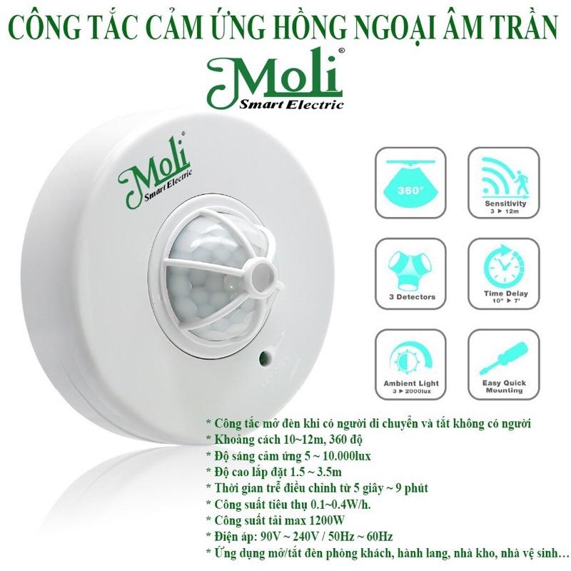 CÔNG TẮC CẢM ỨNG HỒNG NGOẠI MOLI - CẢM ỨNG BẬT ĐÈN ÂM TRẦN