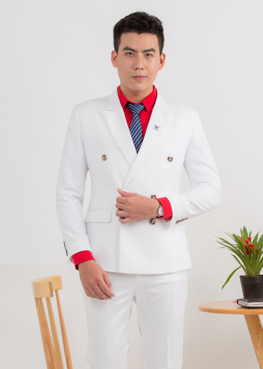 Áo Vest Nam AVN173 Trắng 6 Nút