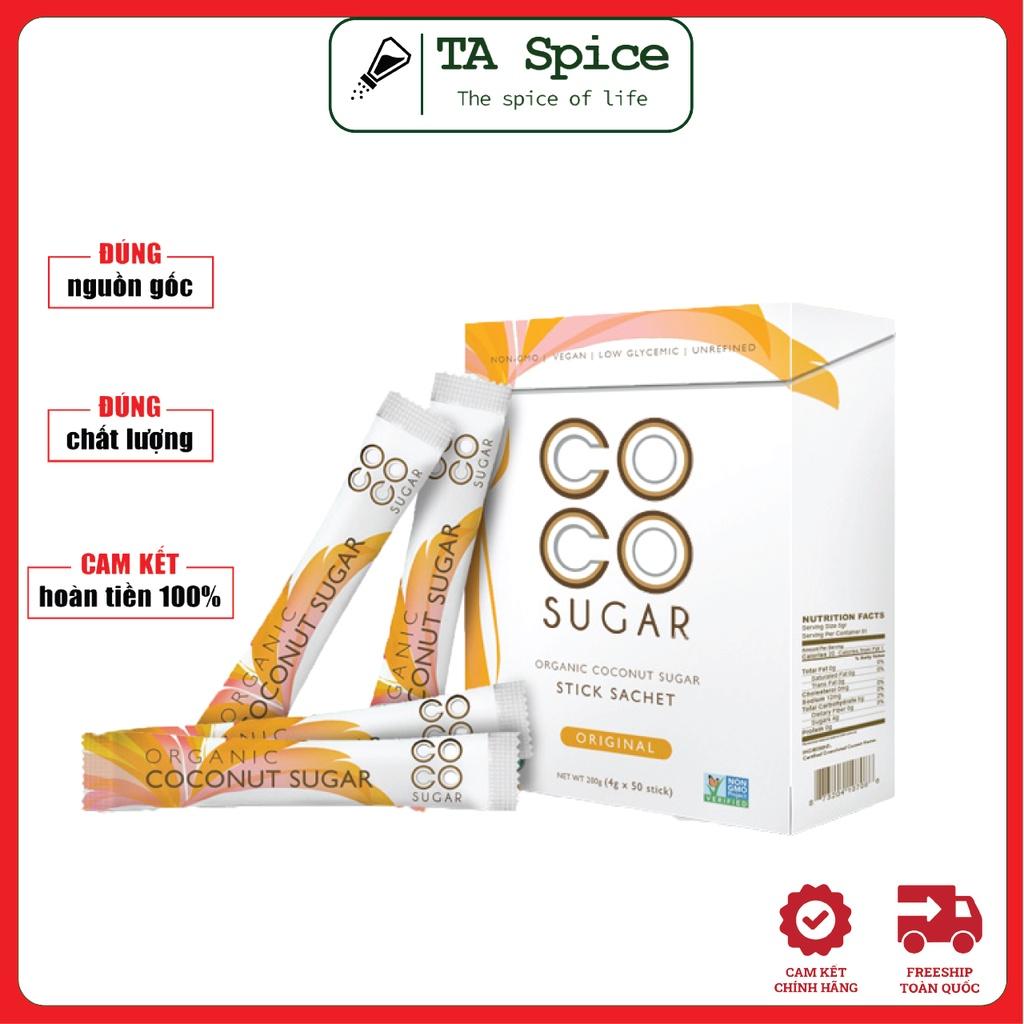 Đường Mật Hoa Dừa Hữu Cơ PT Coco Sugar - tốt cho người tiểu đường, béo phì - hộp 50x4g - Organic Coconut Sugar