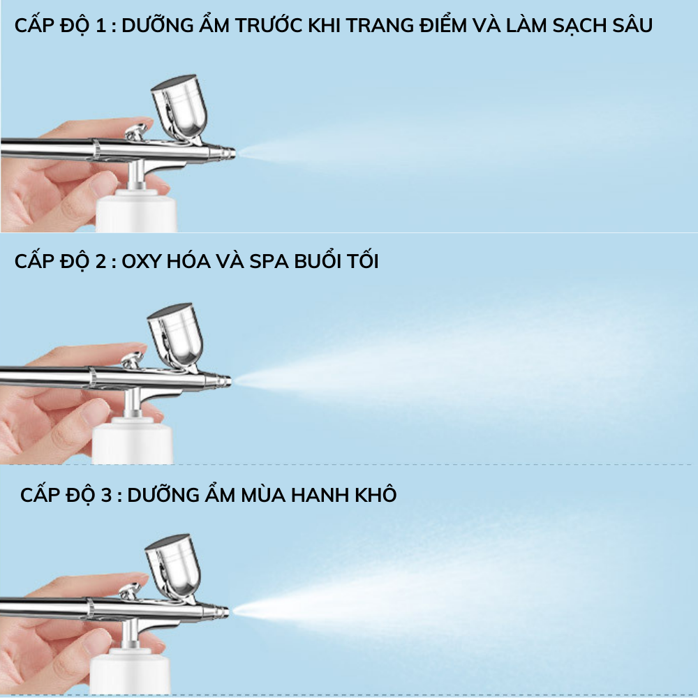 Máy phun sương nano xông da mặt Boorui D38 : Máy phun Oxy dưỡng ẩm áp suất cao, làm sạch , đẩy tinh chất giúp làm đẹp và trẻ hóa da - Hàng loại 1
