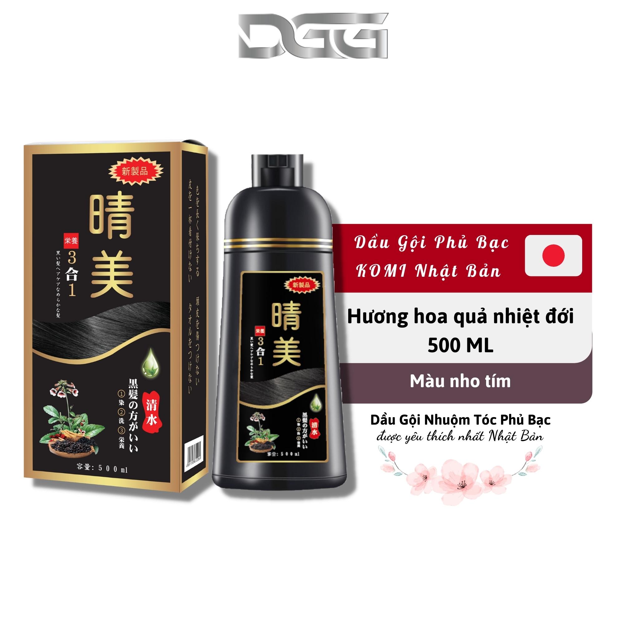 Dầu gội nhuộm tóc hữu cơ Komi Nhật Bản [Màu Nho Tím - Chai 500ml - Chính Hãng]