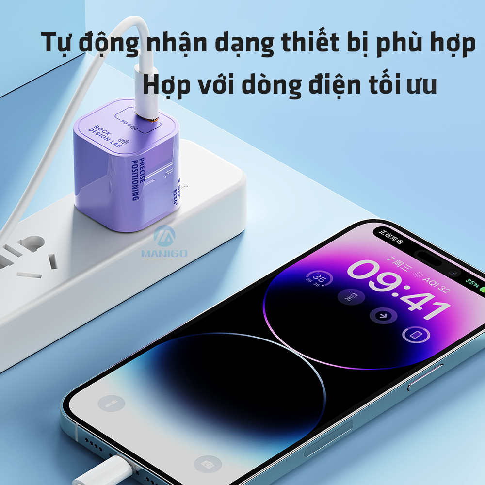 Củ sạc nhanh iph chuẩn PD 33W Rockspace T88 ổn định không nóng hàng chính hãng bảo hành 12 tháng bảo hành 1 đổi 1