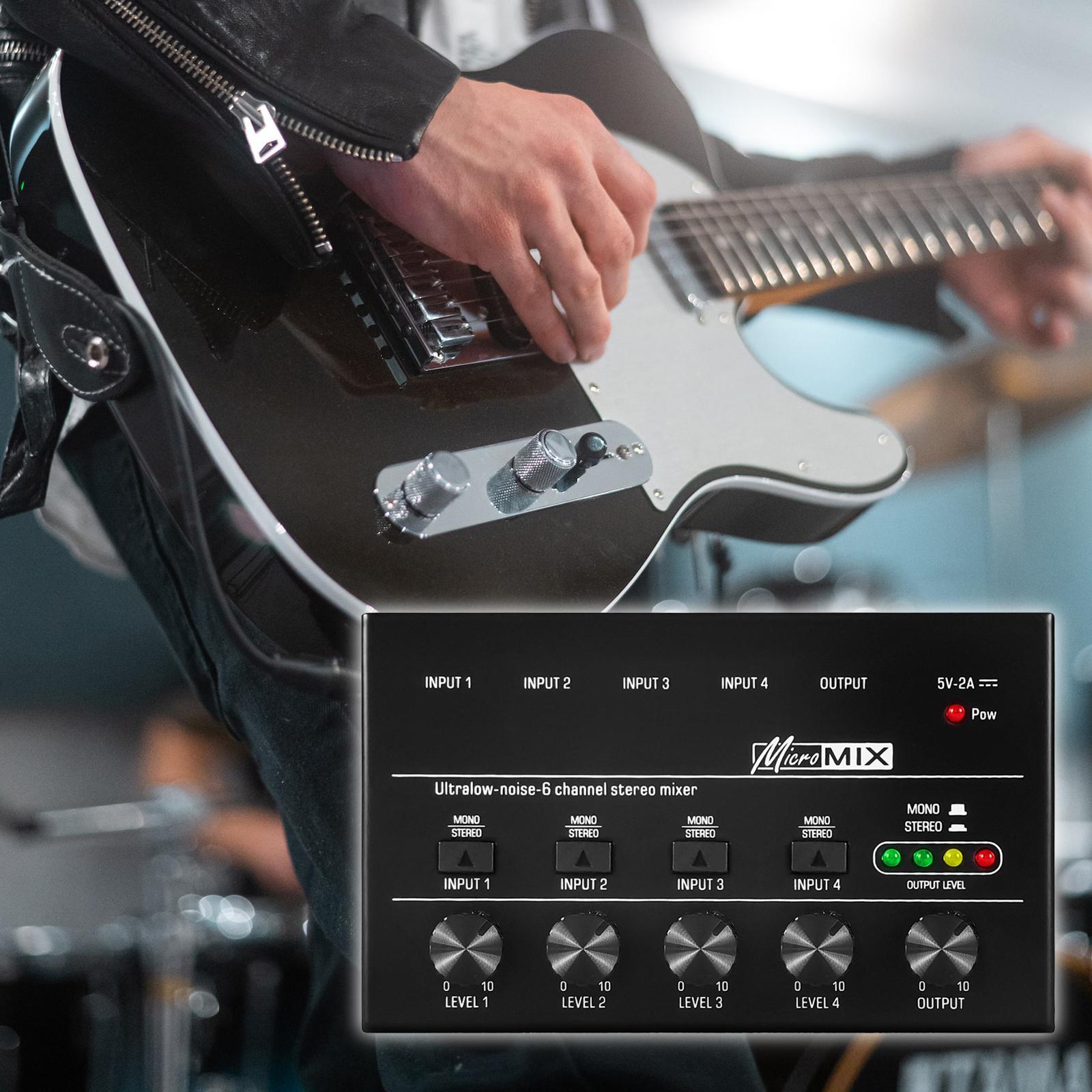 4 Channel Audio Mixer Music Recording Equipment Mini 6.3mm Equalizer Mixing Console Stereo Mixer for Club Computer Live and Studio Player