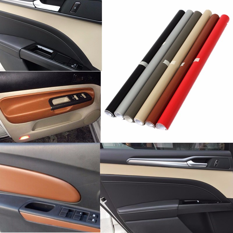 150x50CM Car Interior Sticker Leather Texture DIY Dashboard Trim Sheet - Brown Color