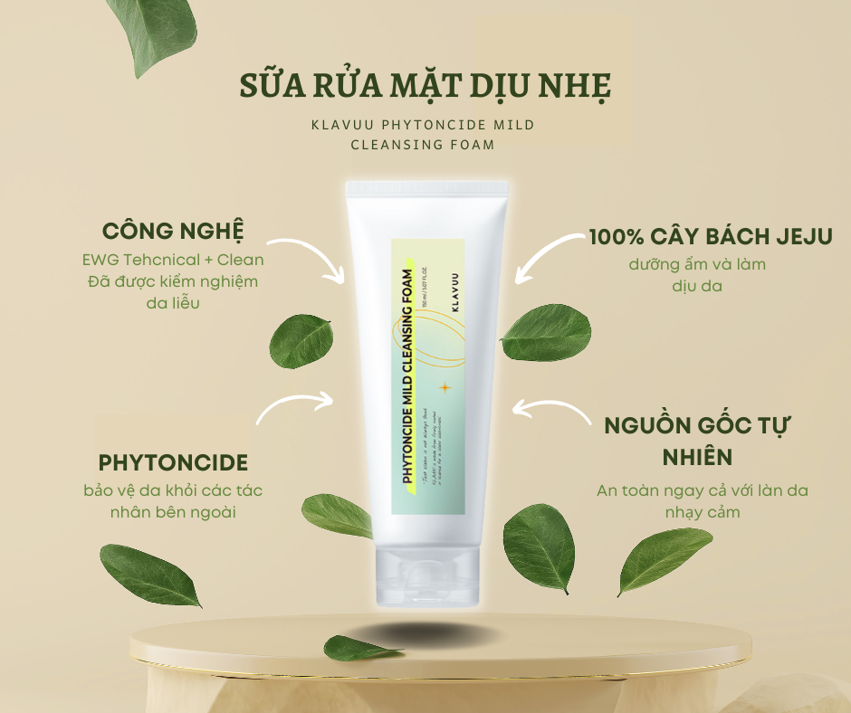 Sữa rửa mặt nhẹ nhàng KLAVUU Phytoncide Mild Cleansing Foam 150ml