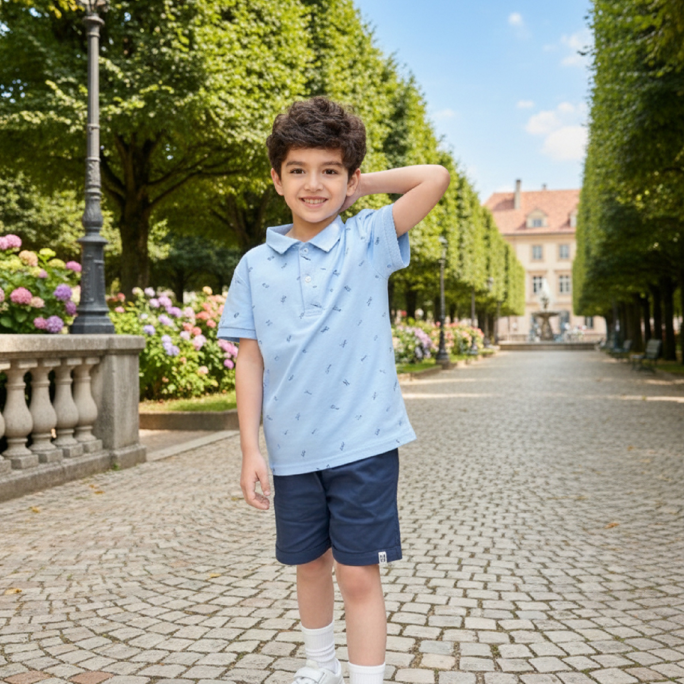 Áo polo bé trai ngắn tay Bigfox Miss Meow size đại sơ mi trẻ em nam thun cotton cá sấu cỡ 7-15 tuổi