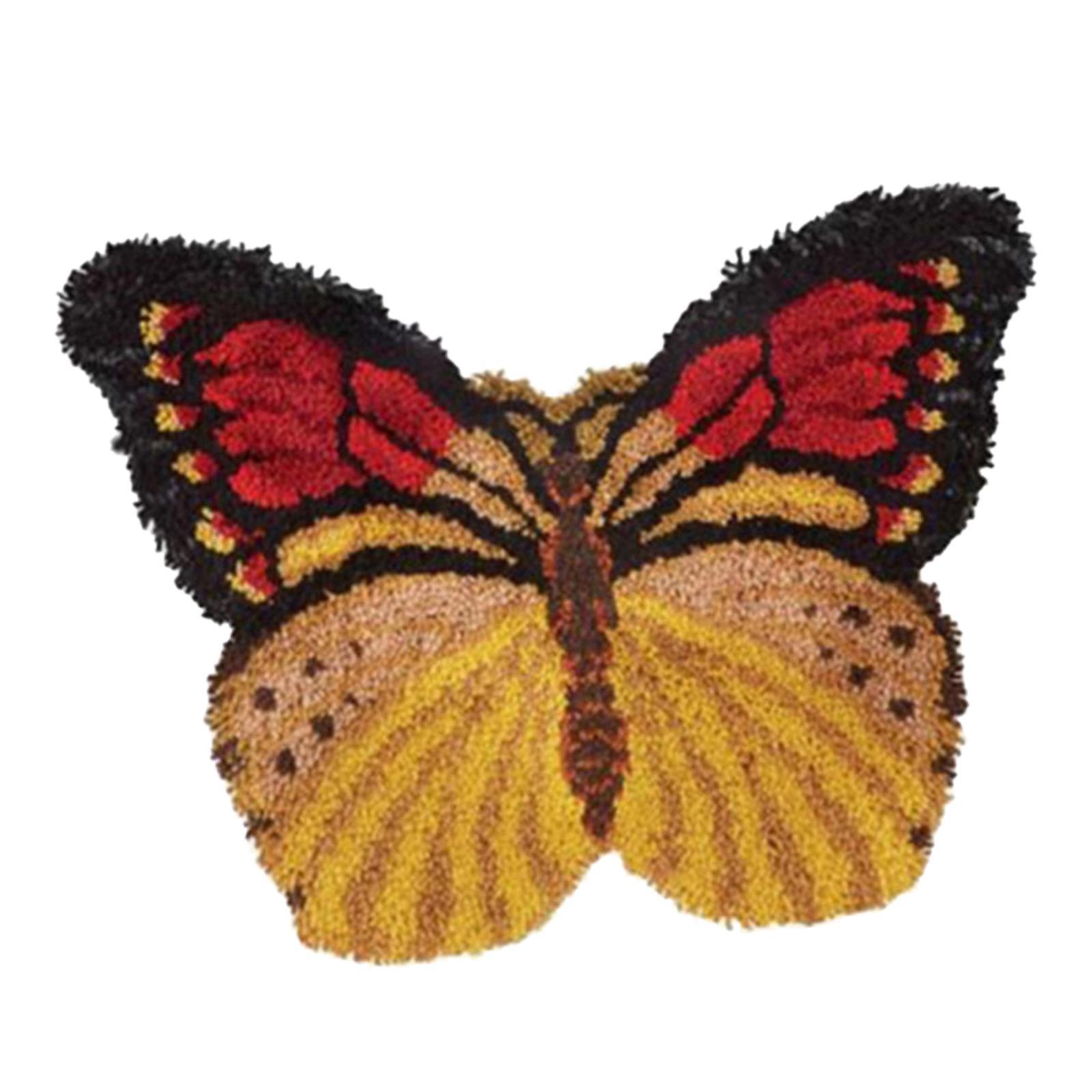 Handmade Latch Hook Rug Kit Butterfly Shaped Carpet Crochet Yarn Kit Latch Hooking Rug Kits Home Decor Festival Gift