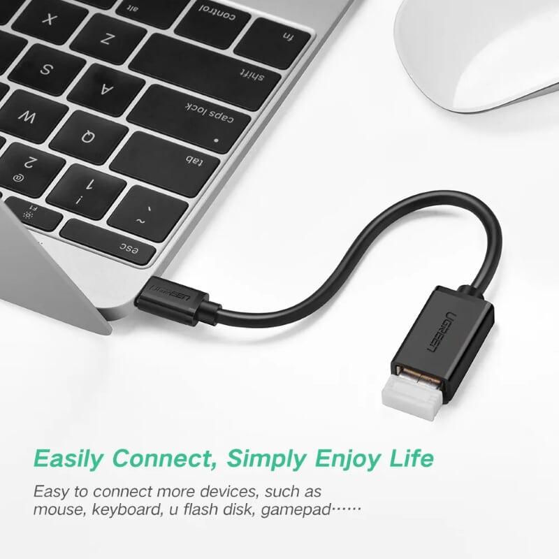 Ugreen UG30175US154TK 13CM màu Đen Dây USB Type-C sang USB 2.0 male - male - HÀNG CHÍNH HÃNG