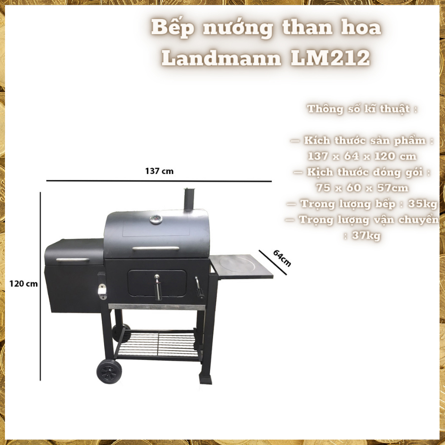 Bếp nướng than hoa hai buồng nướng, ủ Landmann LM212