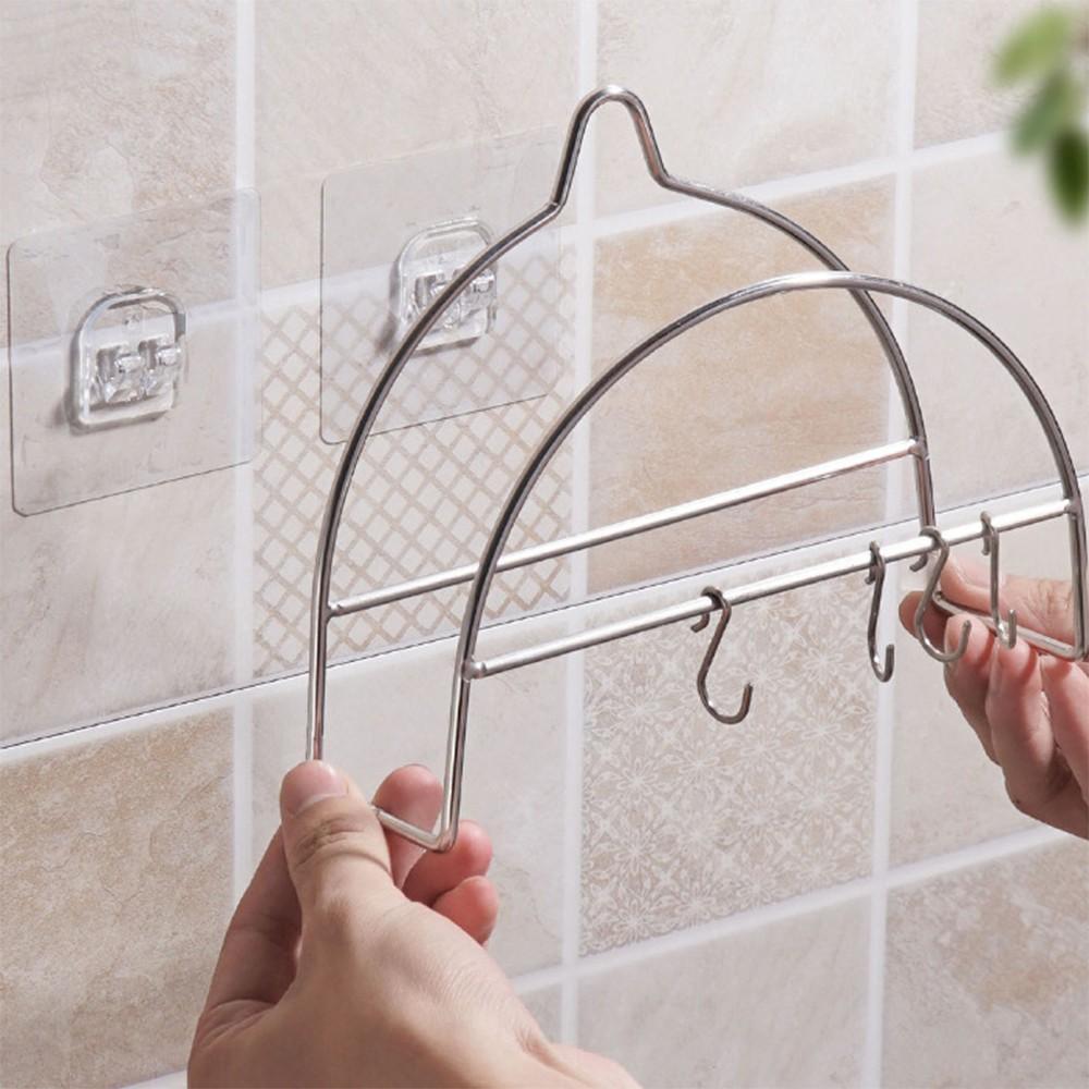 Giá Để Thớt INOX H7 Gắn Tường Sạch Sẽ - Kèm 4 Móc Treo Khăn, Treo Đồ Nhà Bếp Đa Năng