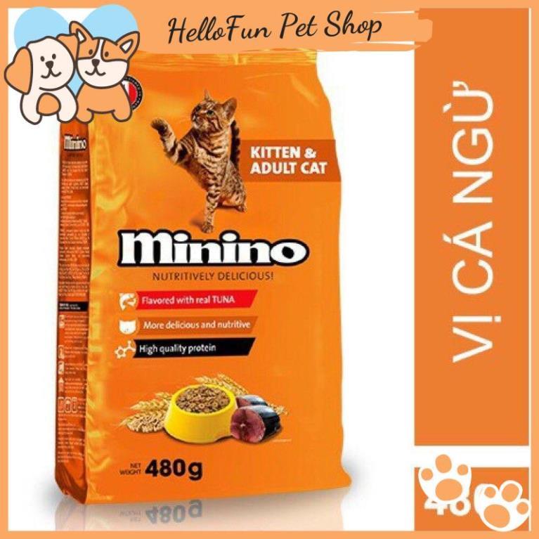 Thức ăn hạt Minino vị cá ngừ cho mèo mọi lứa tuổi 480gr