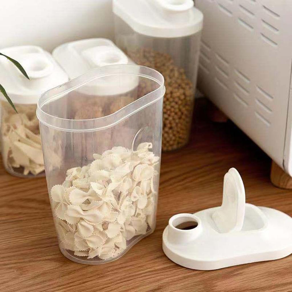 2 Pcs Clear Food Storage Container Cereal Dispenser Dry Food Grain Organizer