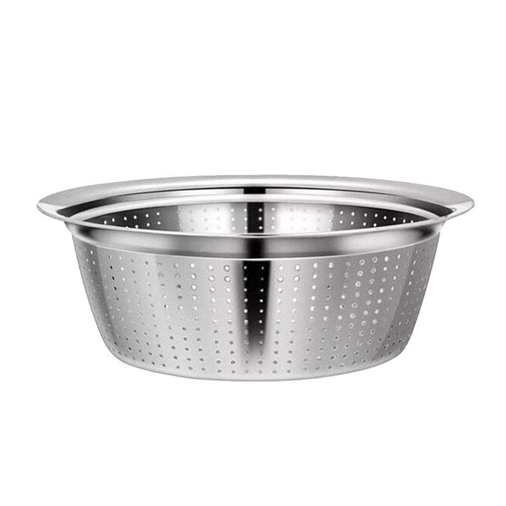 2X Stainless Steel Colander Washing Bowl Vegetables Fruit Rice Grains 26cm