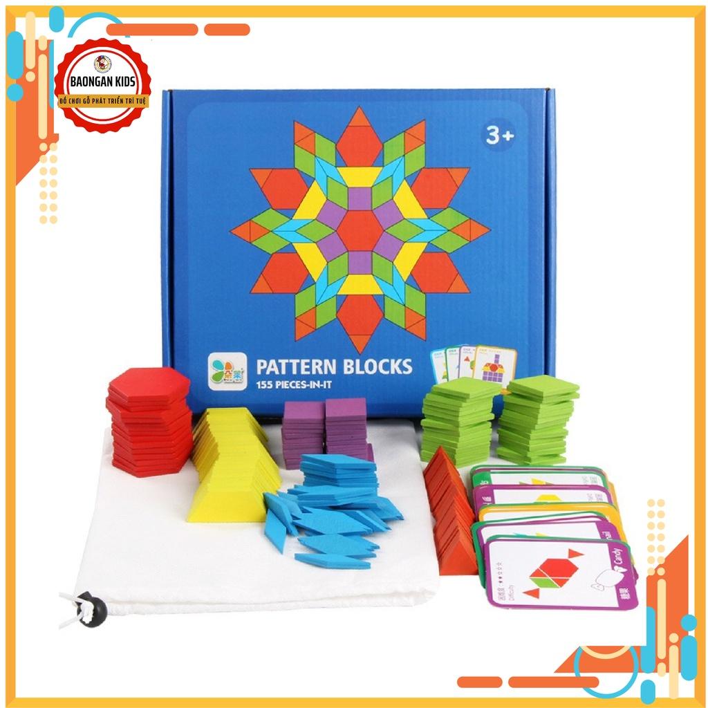 Ghép hình Pattern Block Montessori 155 chi tiết cho bé sáng tạo - Đồ chơi ghép hình Tangram