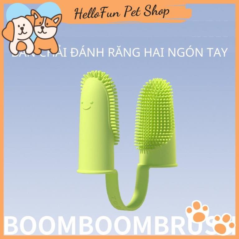 Bàn chải đánh răng cho chó mèo - Bàn chải xỏ ngón bằng silicone mềm tiện dụng