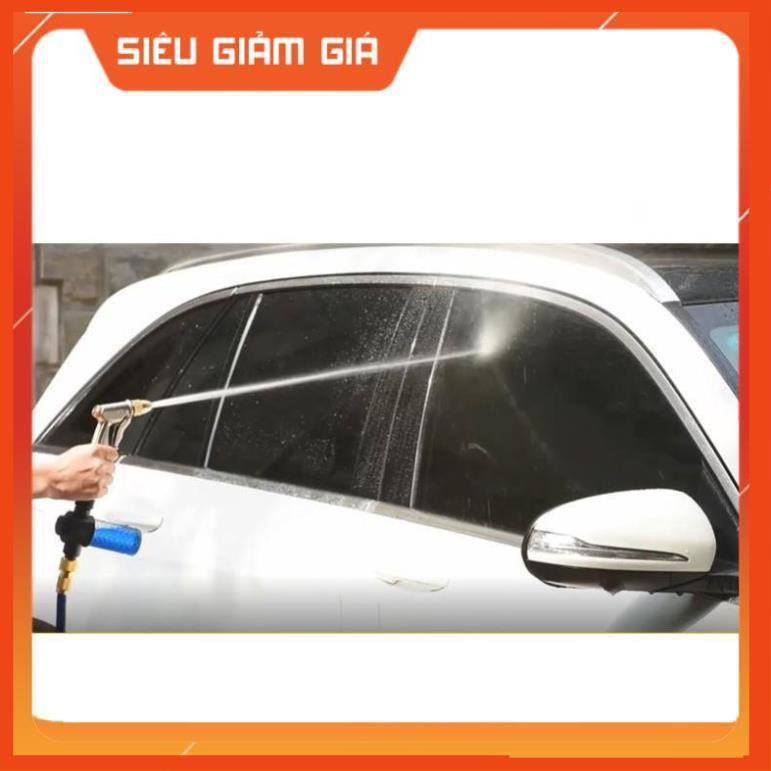 Bộ dây vòi xịt nước rửa xe, tưới cây . tăng áp 3 lần,loại 3m,5m 206701-3 đầu đồng,cút nối nhựa đen+ tặng đai
