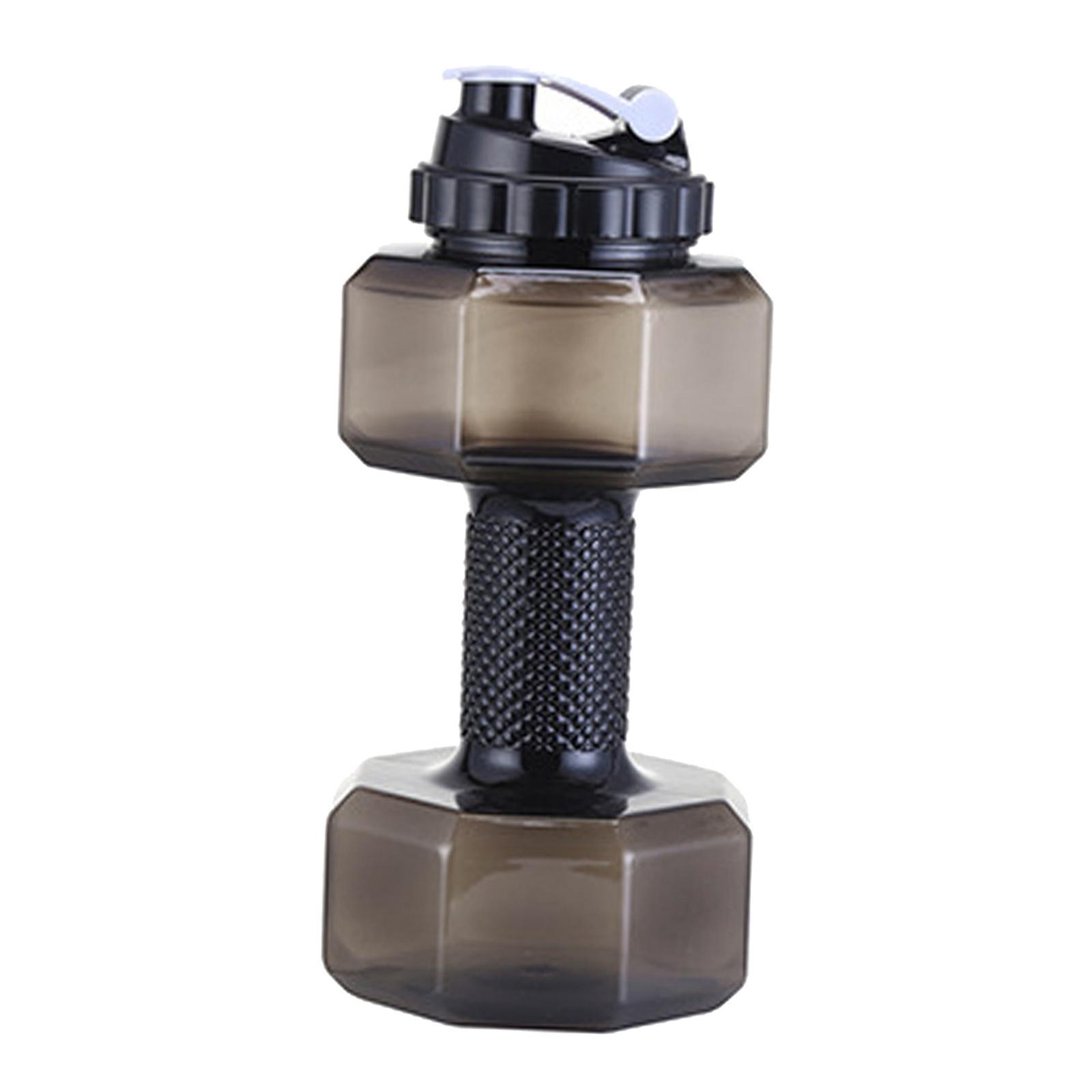 2x Big Capacity PETG Friendly Cup Dumbbell Shape Drinking Water Bottles Barbell Kettle Body Training Bottle () for Outdoor Camping Travel