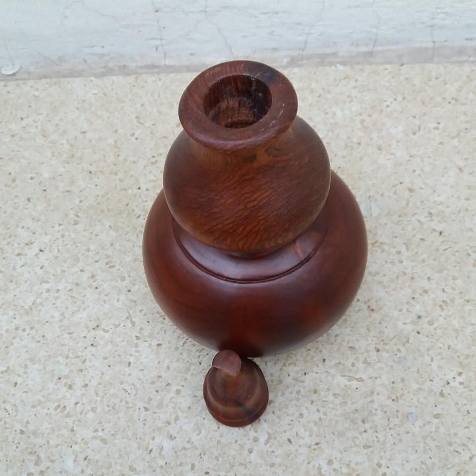 Bình hồ lô gỗ hương nguyên khối cao 20cmx11cm