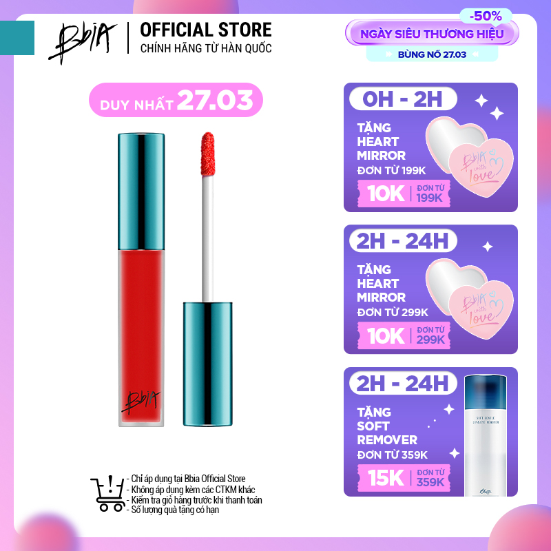 Son kem lì Bbia Last Velvet Lip Tint Version 1 5g (5 màu)