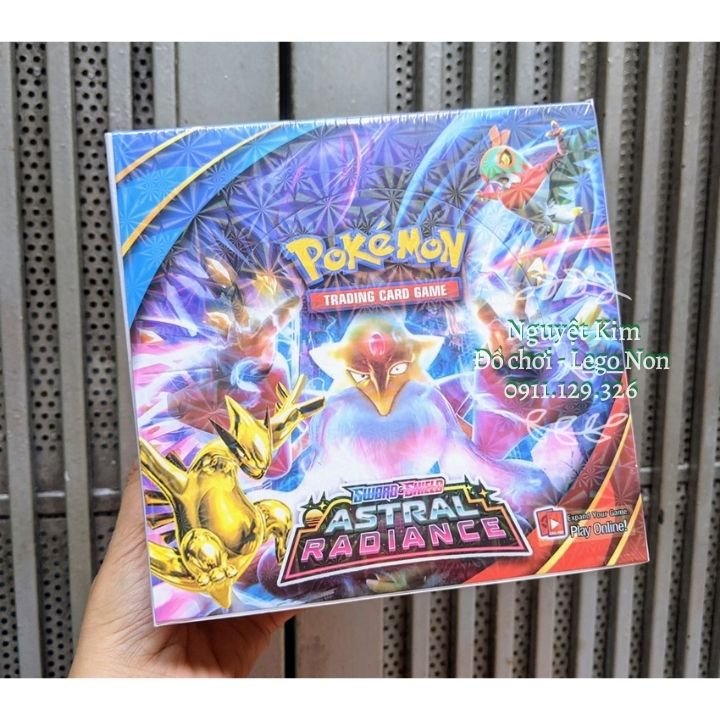 Set 10 Hộp Thẻ Bài Pokemon Hộp Giấy Loại Đẹp Thẻ Vip Thẻ 3D Thẻ Sắt Tròn Đi Kèm