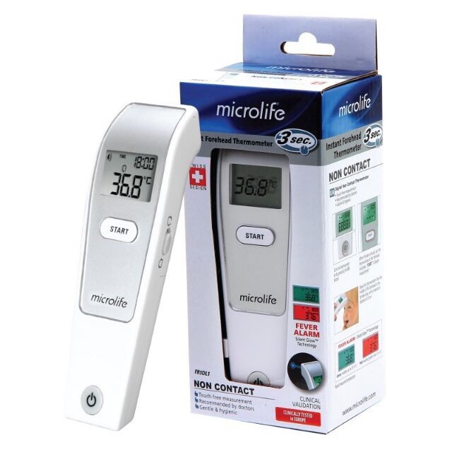 Nhiệt kế hồng ngoại đo trán Microlife FR1MF1 + Tặng máy thử đường huyết sinocare