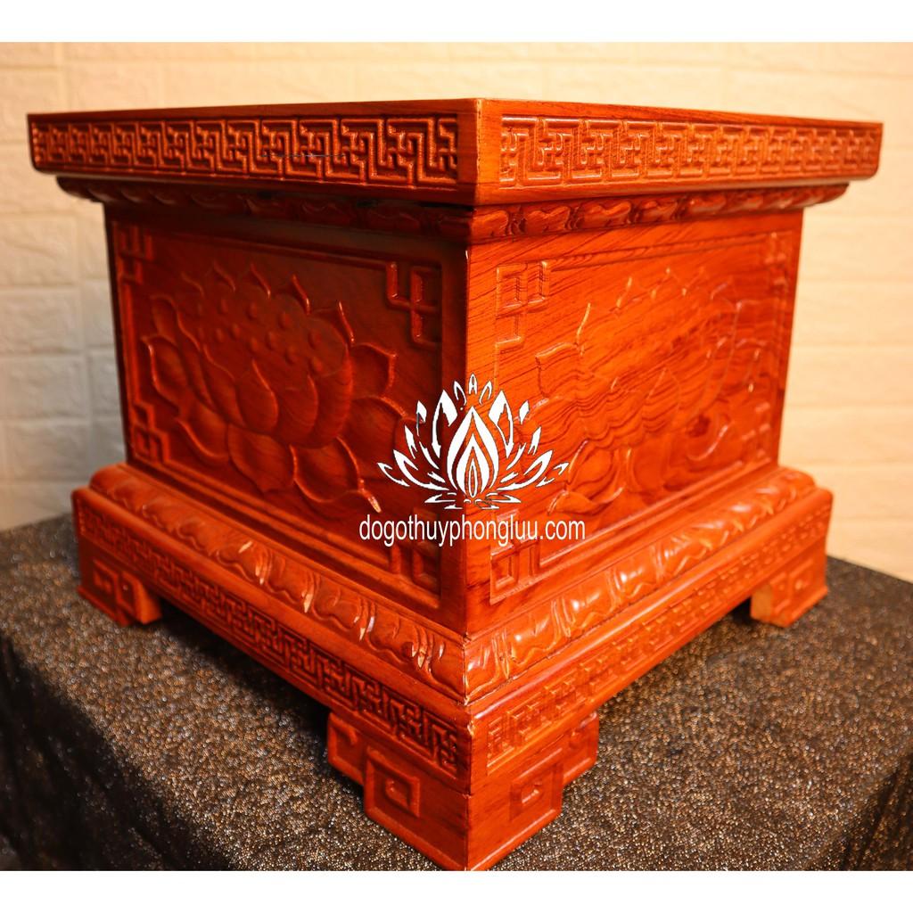 Đôn chân loa sen,Kỷ hoa sen,Đế vuông gỗ hương cao 30cm nhiều cỡ mặt 25,30,35 vuông