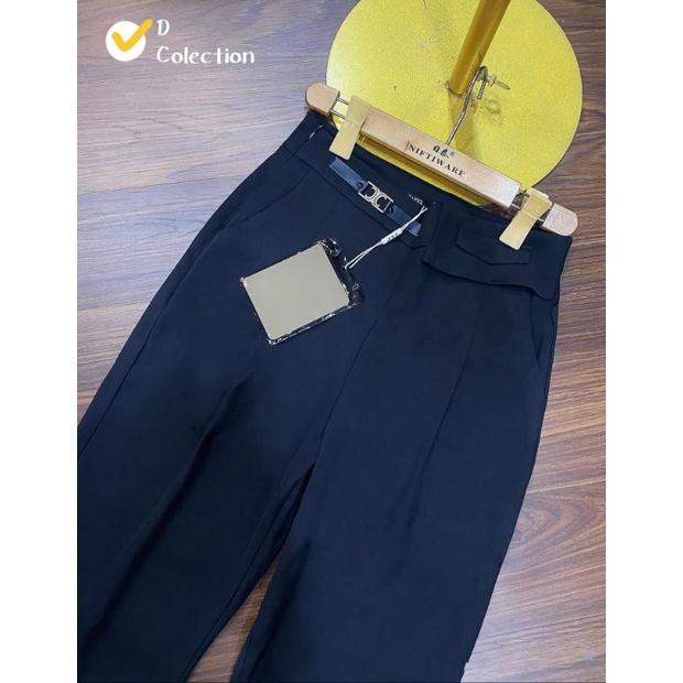 Quần tây công sở _ quần baggy nữa phối da siêu đẹp