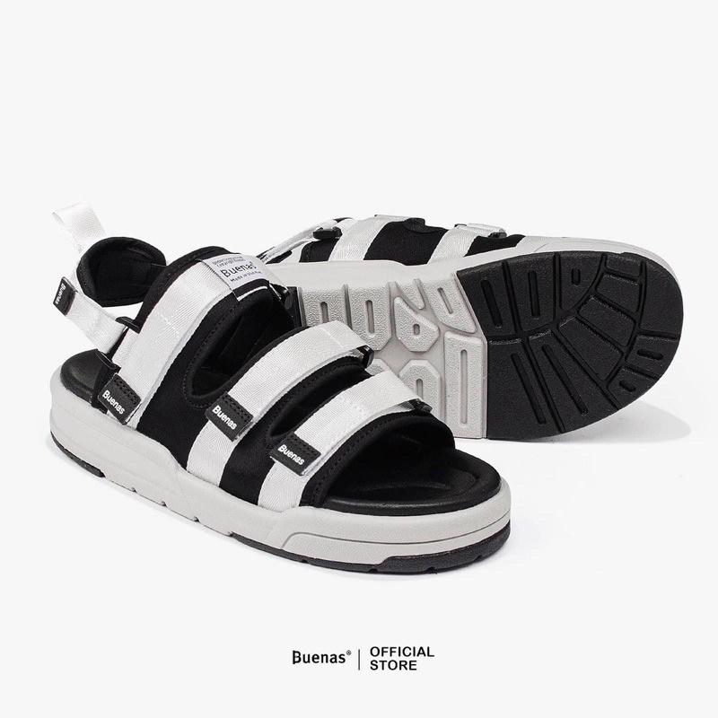 Giày sandal nam nữ unisex đi học quai ngang Buenas Sport SD6879 đen đế cao 3 phân