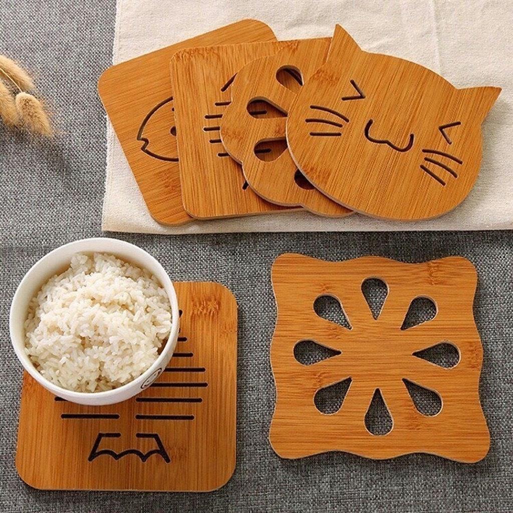 Miếng lót nồi lót cốc bằng gỗ sang trọng, Giá siêu rẻ