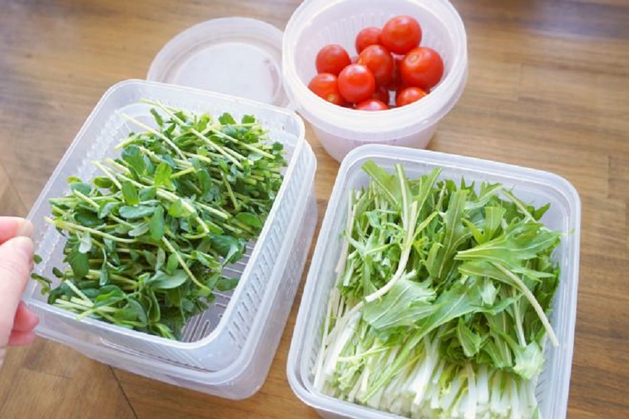 Hộp đựng thực phẩm 2 lớp đến từ Nhật Bản, thiết kế kín giúp thực phẩm tươi lâu hơn, có 2 lớp giúp rau thịt không bị úng nước