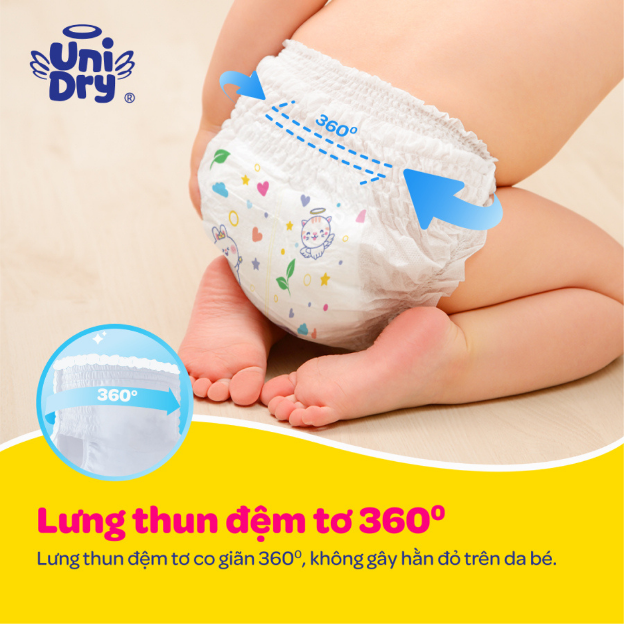 Tã dán UniDry Siêu khô thoáng gói Jumbo mới size S54/M46/L40/XL38