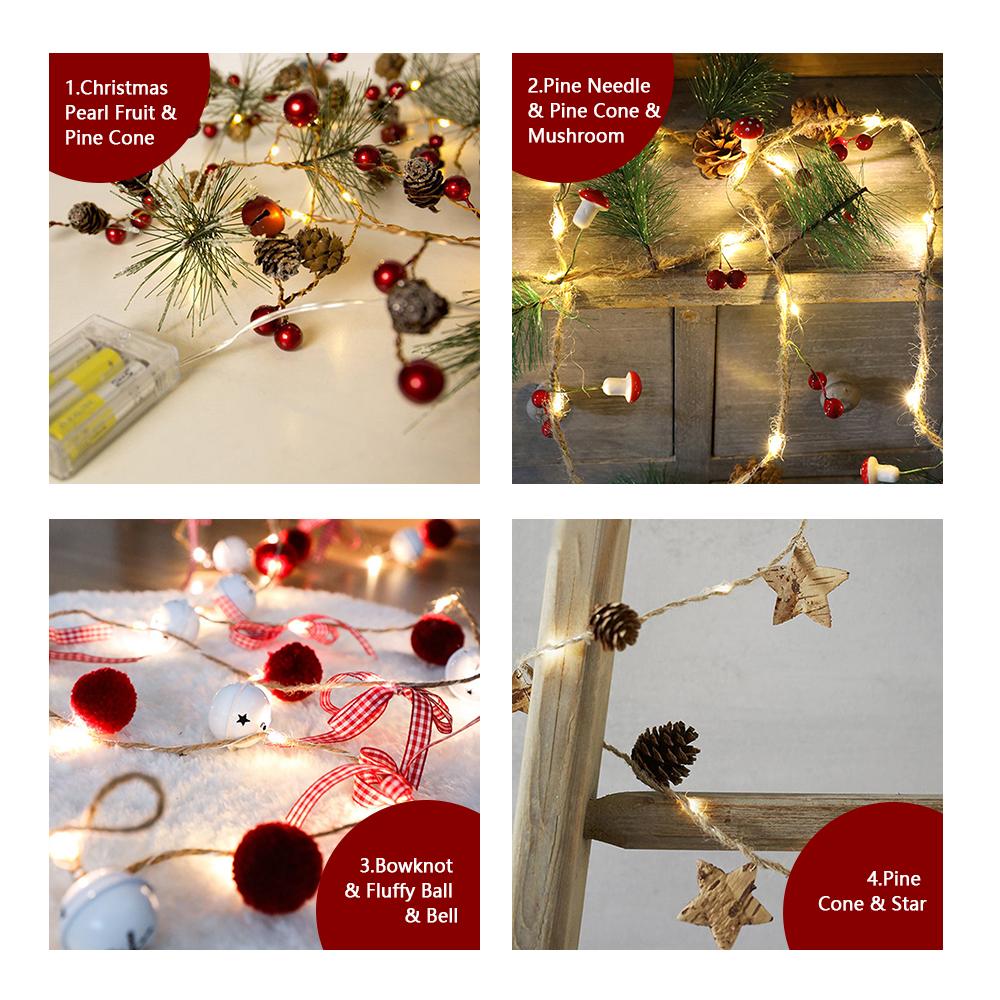 Đèn đèn LED Giáng sinh. Hoạt động bằng pin. Ánh sáng trắng ấm áp