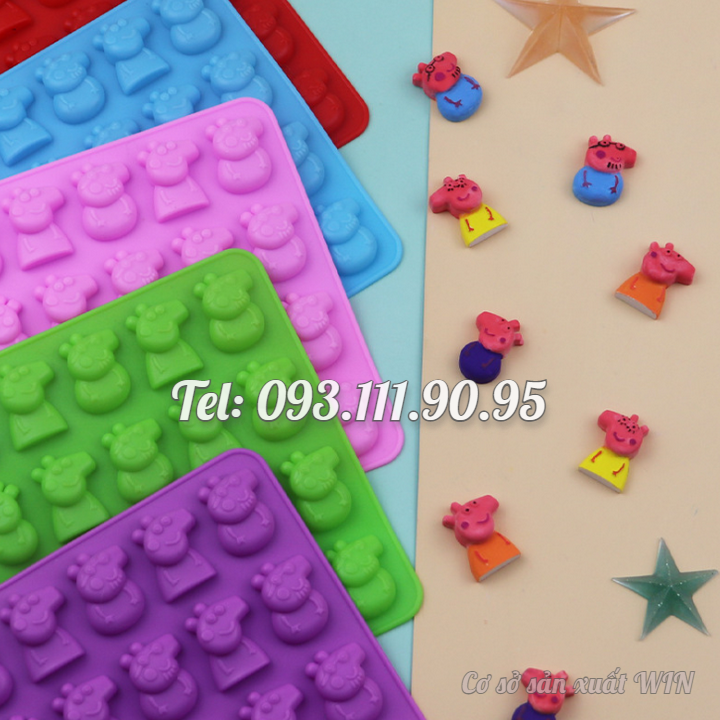 Khuôn silicon làm rau câu, kẹo dẻo chip chip , socola 32 heo con Peppa Cute - Mã số 1118