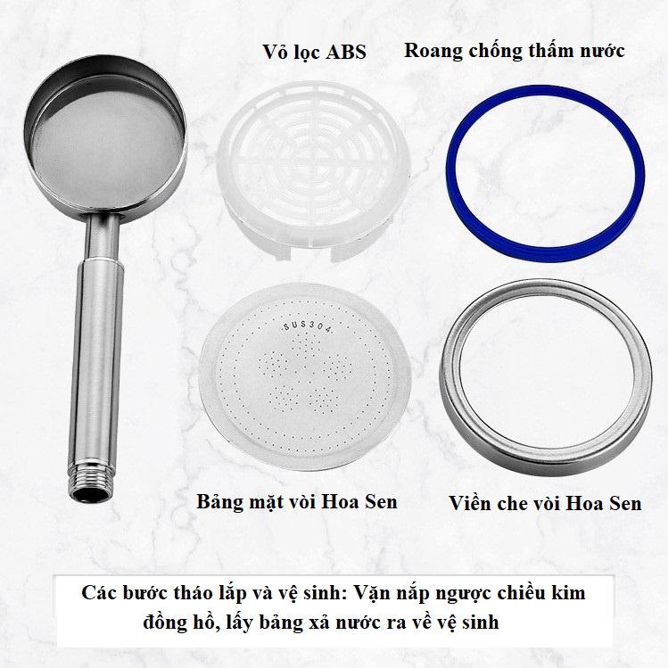 Bộ bát Sen tắm INOX SUS304 tăng áp 3 chế độ - Chỉnh 3 chế độ phun nước mạnh nhẹ