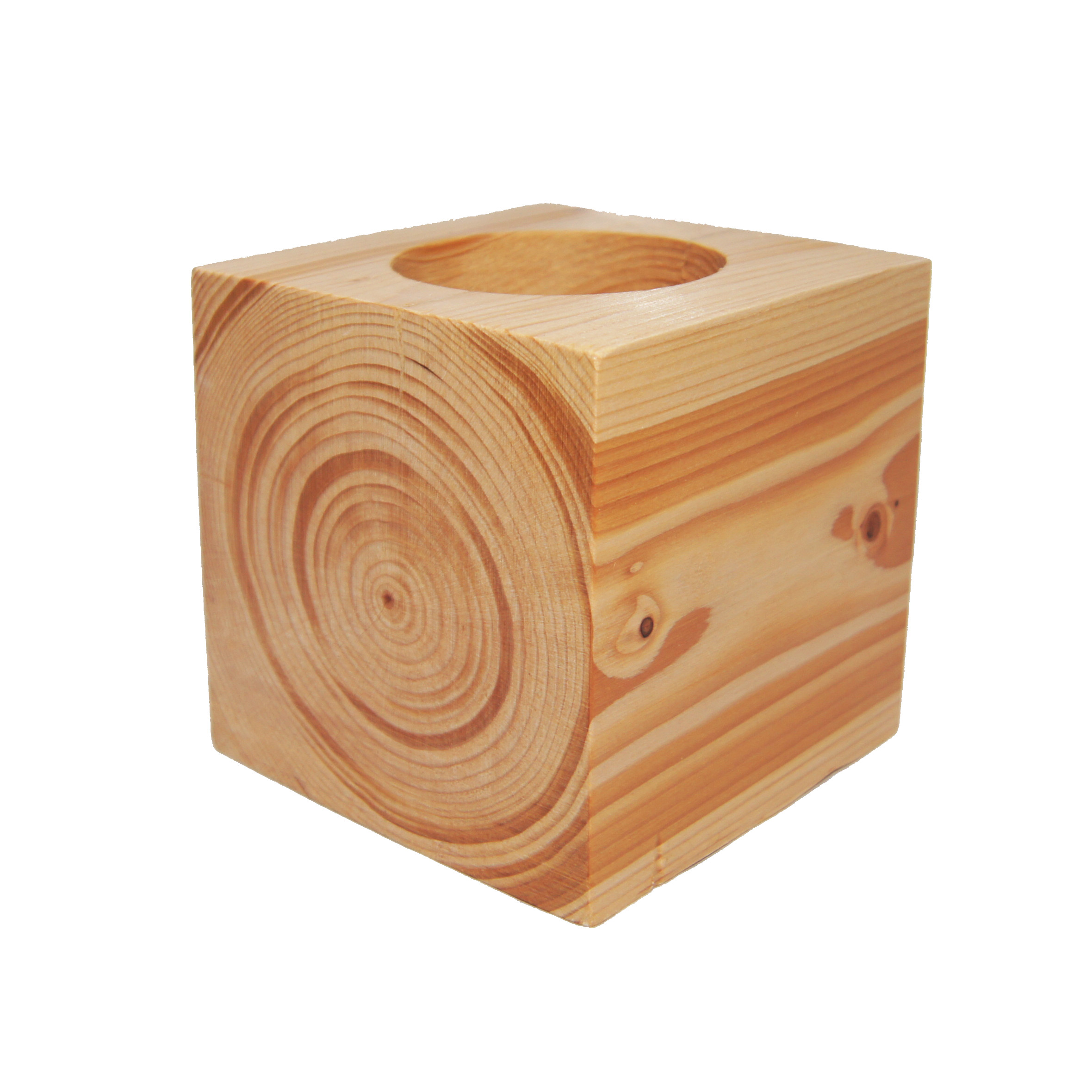 Chậu Trồng Cây Bằng Gỗ Nguyên Khối Hình Vuông - Kích thước: 9x9cm