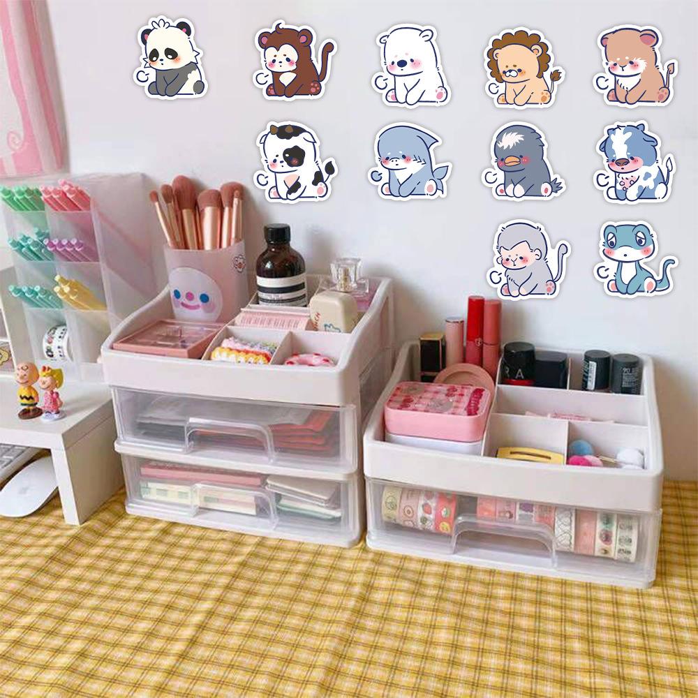 Set 60 Miếng Dán Hoạt Hình Đáng Yêu Trang Trí Nhật Ký / Vali / Laptop / Điện Thoại
