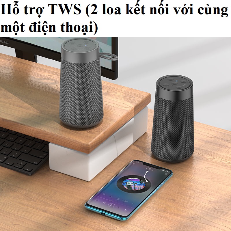 Loa không dây nhỏ gọn hỗ trợ FM TWS cho điện thoại laptop hoco HC13 _ Hàng chính hãng