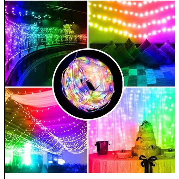 Cuộn nháy Led đuổi 10M Dây đèn RGB 5V nháy theo nhạc, âm thanh bên ngoài chống nước chỉnh app điện thoại.