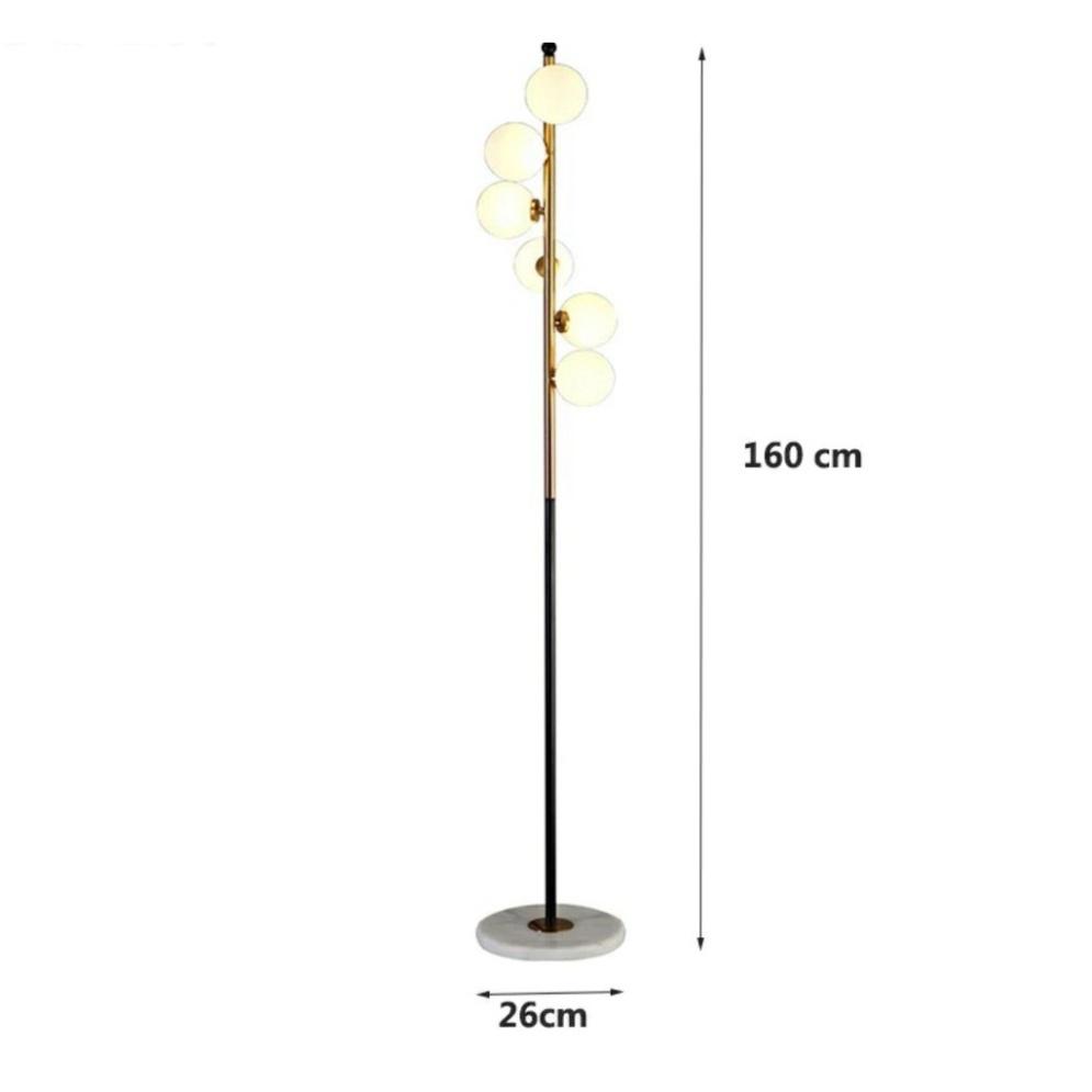Đèn cây 6 bóng thủy tinh trắng đục - decor - đèn đứng 6 bóng - đèn phong cách Bắc Âu đơn giản dạng xoắn ốc