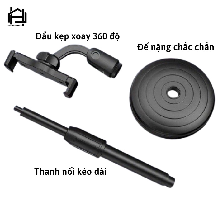 Kệ kẹp Giá đỡ điện thoại đa năng, xoay 360 độ ,chân tròn để bàn, Livestream, Xem Video,quay phim ghi hình