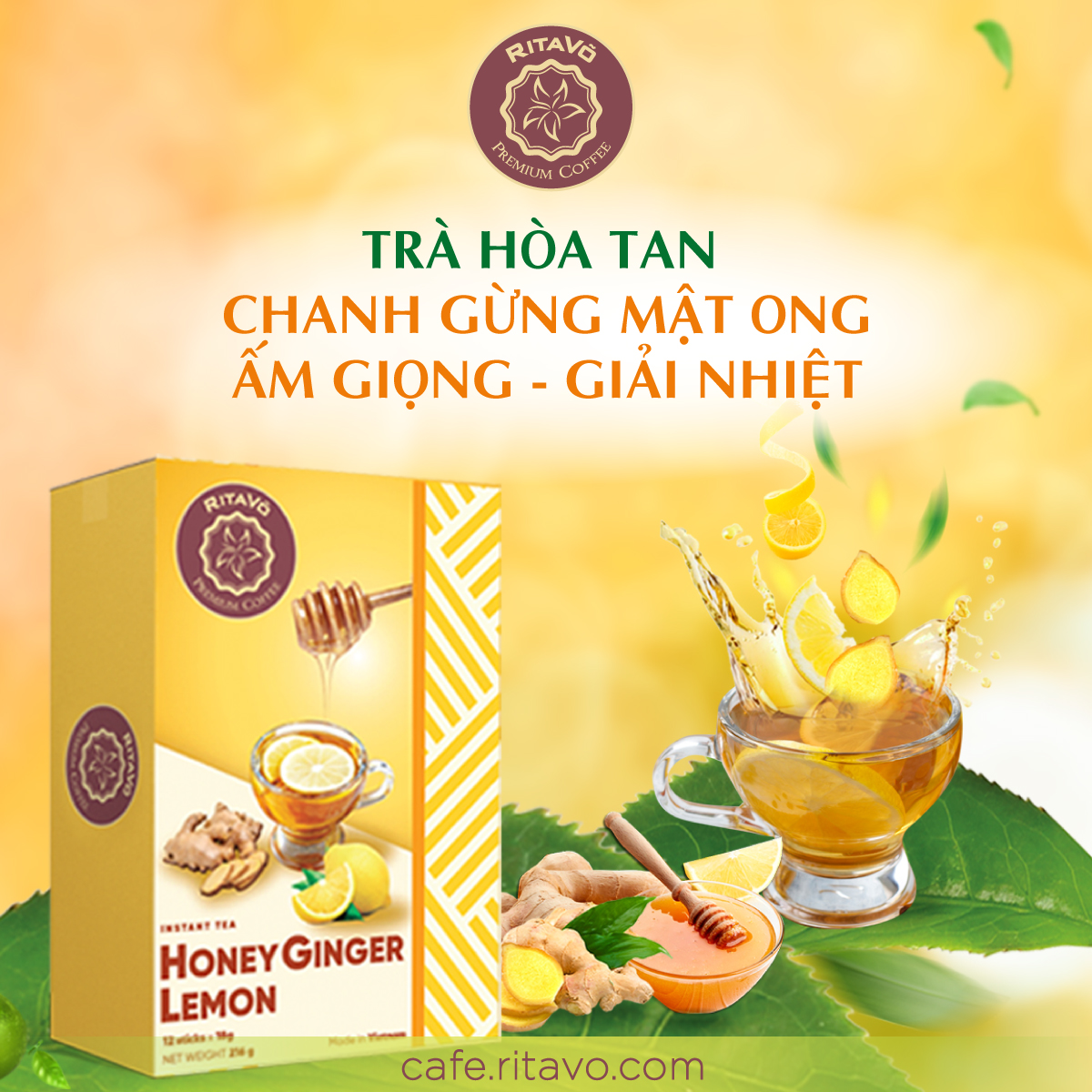 Trà hoà tan Rita Võ Chanh gừng mật ong [12góix18g]