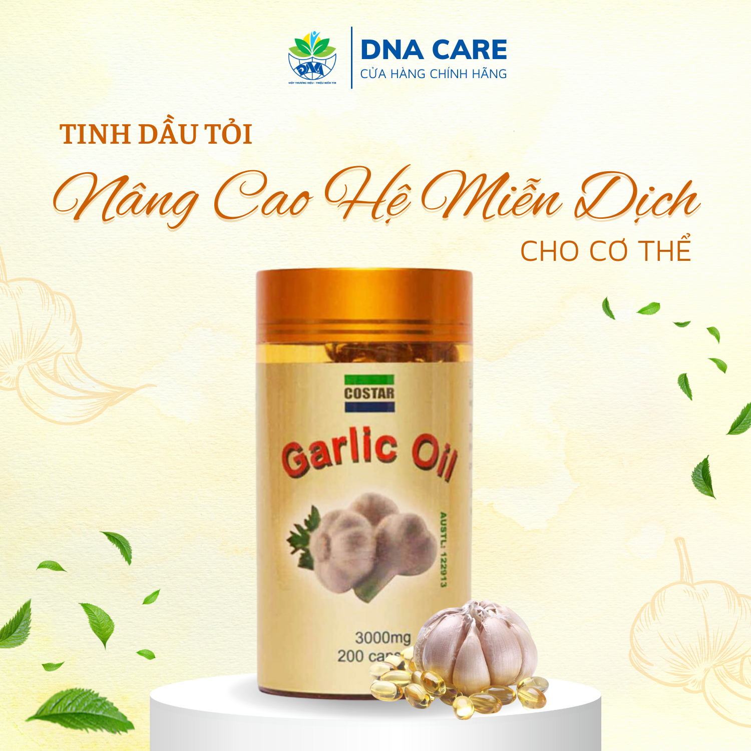 Viên uống bổ phổi tinh dầu tỏi Garlic Oil Costar hộp 60 /200 viên