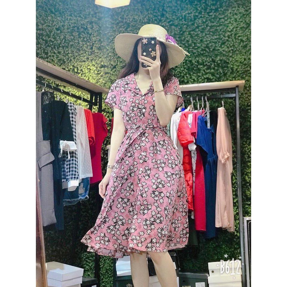 Váy xoè cổ vest thắt dây nơ CC89