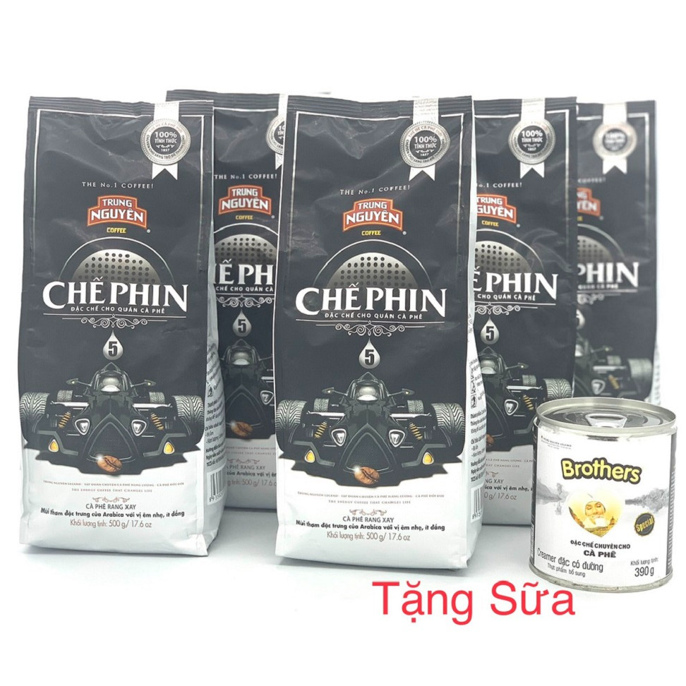 Cà phê rang xay Chế Phin 5 Trung Nguyên -06 Bịch 500gam( Quà tặng Kèm - Lon sữa đặc)