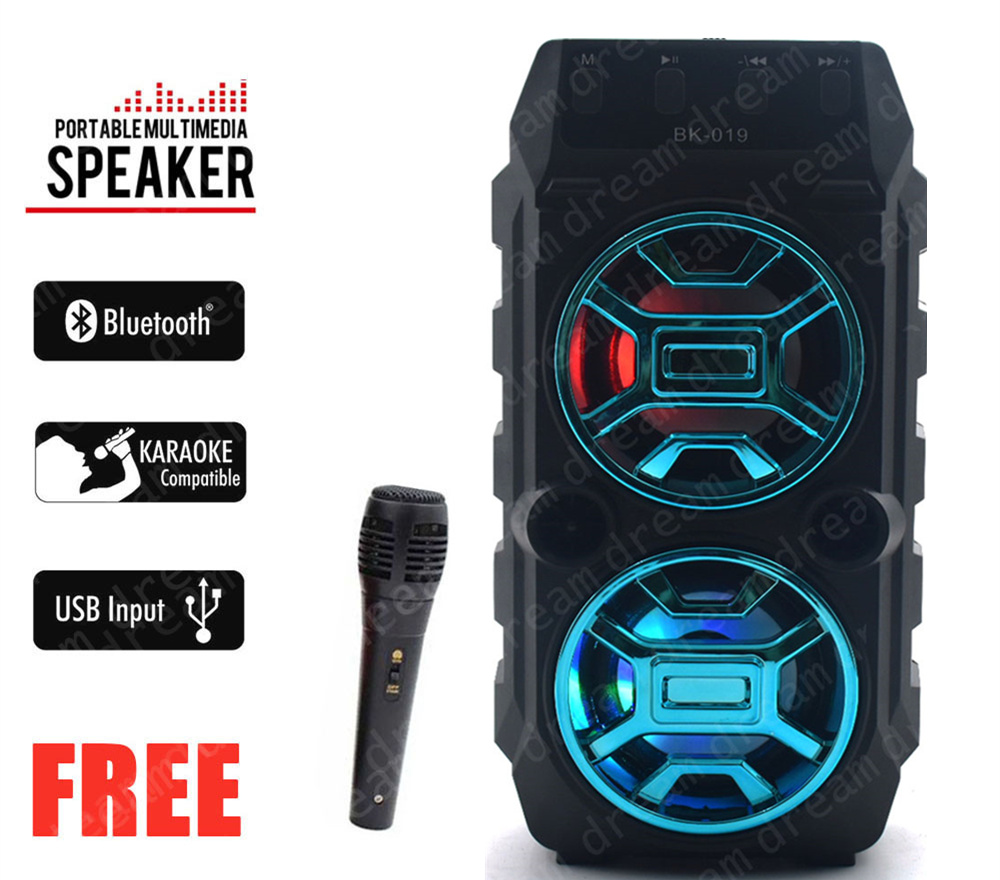 Loa Bluetooth Sừng đôi Loa Kẹo Kéo Kimisio BK019 Có Mic Hát Nhạc Bluetooth, Loa bluetooth, loa kraoke cắm thẻ nhớ, nghe đài FM Siêu Hay - Tặng kèm Mic Karaoke