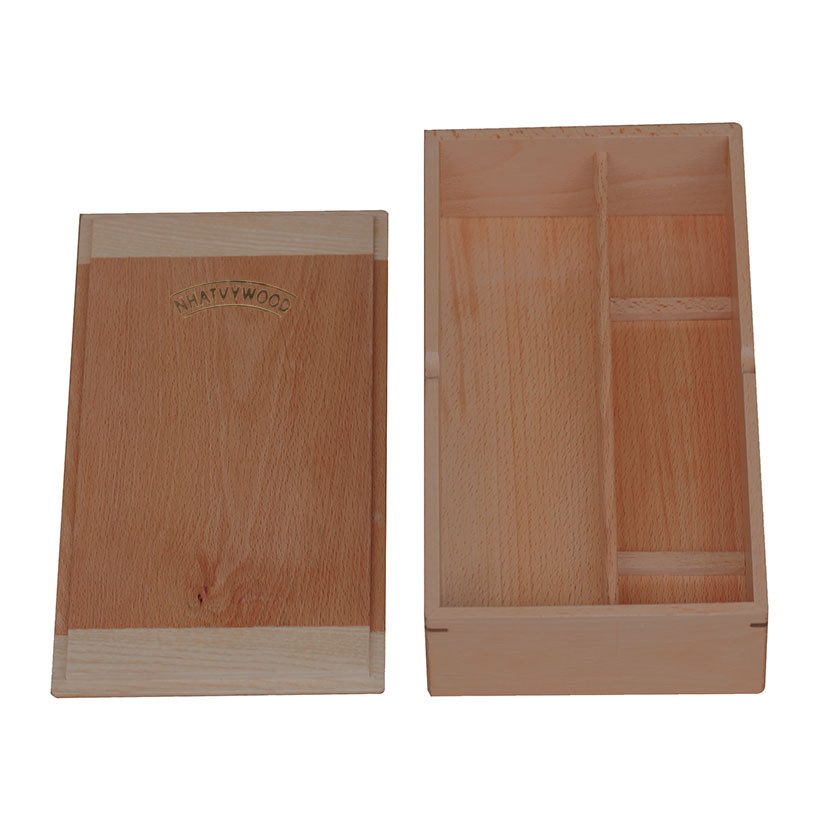 Hộp đựng đũa muỗng có nắp bằng gỗ, hộp đựng đũa thìa có nắp đậy cho nhà hàng quán ăn hay gia đình Nhatvywood NV5310