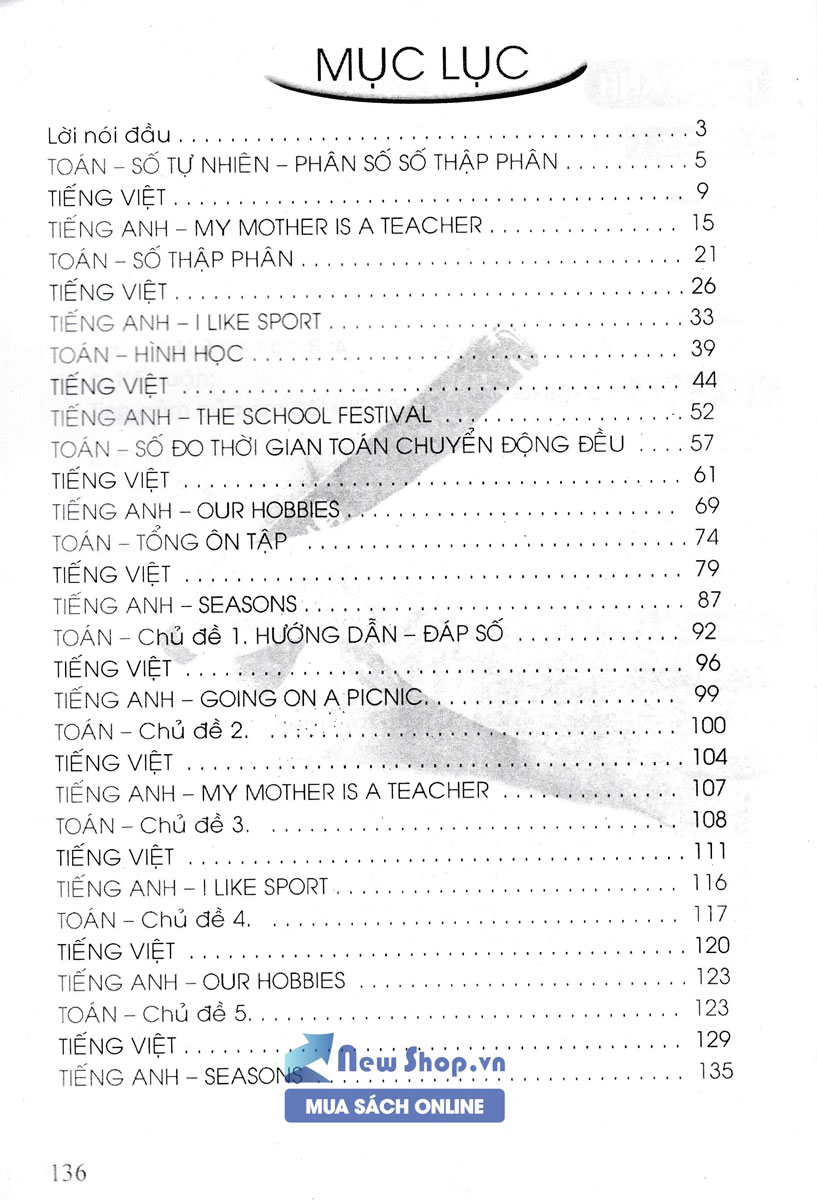 Vở Ôn Tập Hè Toán - Tiếng Việt - Tiếng Anh Lớp 5 (Biên Soạn Theo Chương Trình Giáo Dục Phổ Thông Mới)