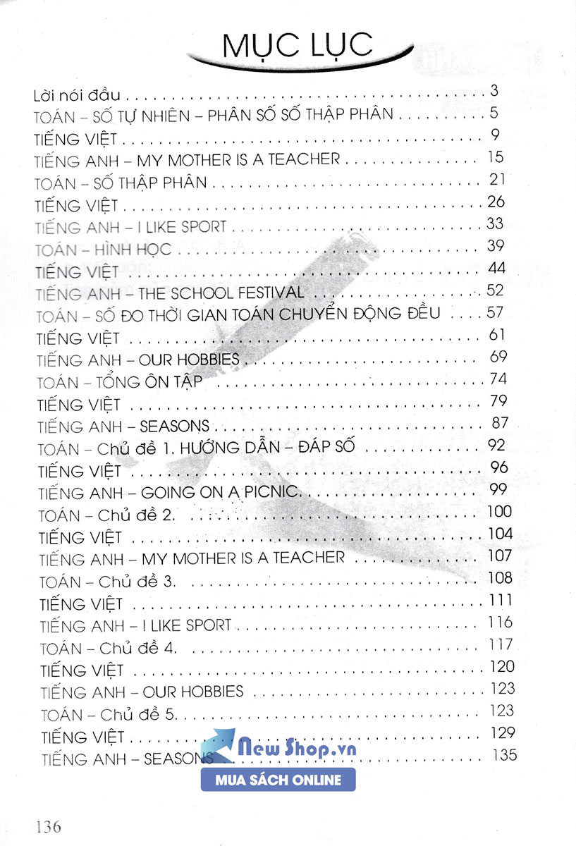 Vở Ôn Tập Hè Toán - Tiếng Việt - Tiếng Anh Lớp 5